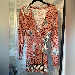 Surf Gypsy metallic stripe smock mini dress